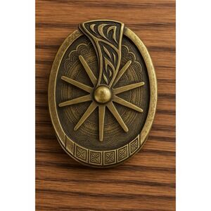 Vintage Brass Belt Buckle – Western Spur Wheel‎ Design – Cowboy Rodeo Style